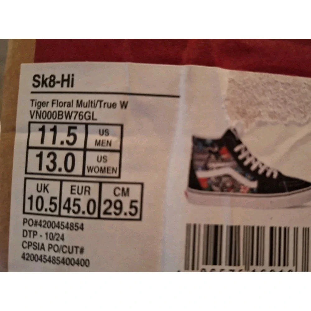 Vans Sk8 Hi Tiger Floral Men Sz 11.5 Skateboarding Casual Sneakers Rare Tattoo